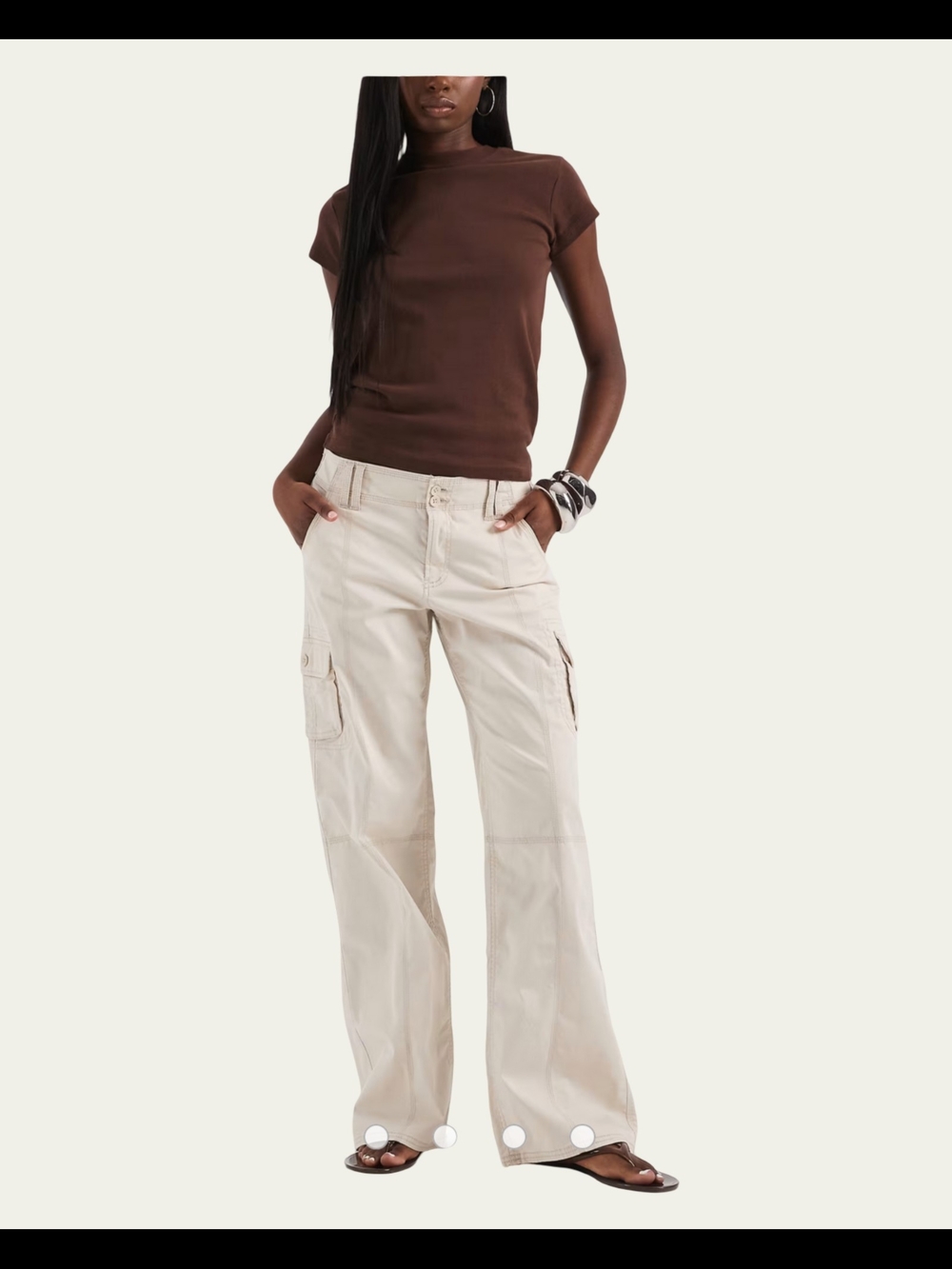Hollister Beige Mid-Rise Relaxed Fit Cargo Pants